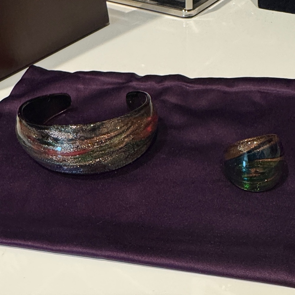 Multicolor Bangle And Ring Set - image 1